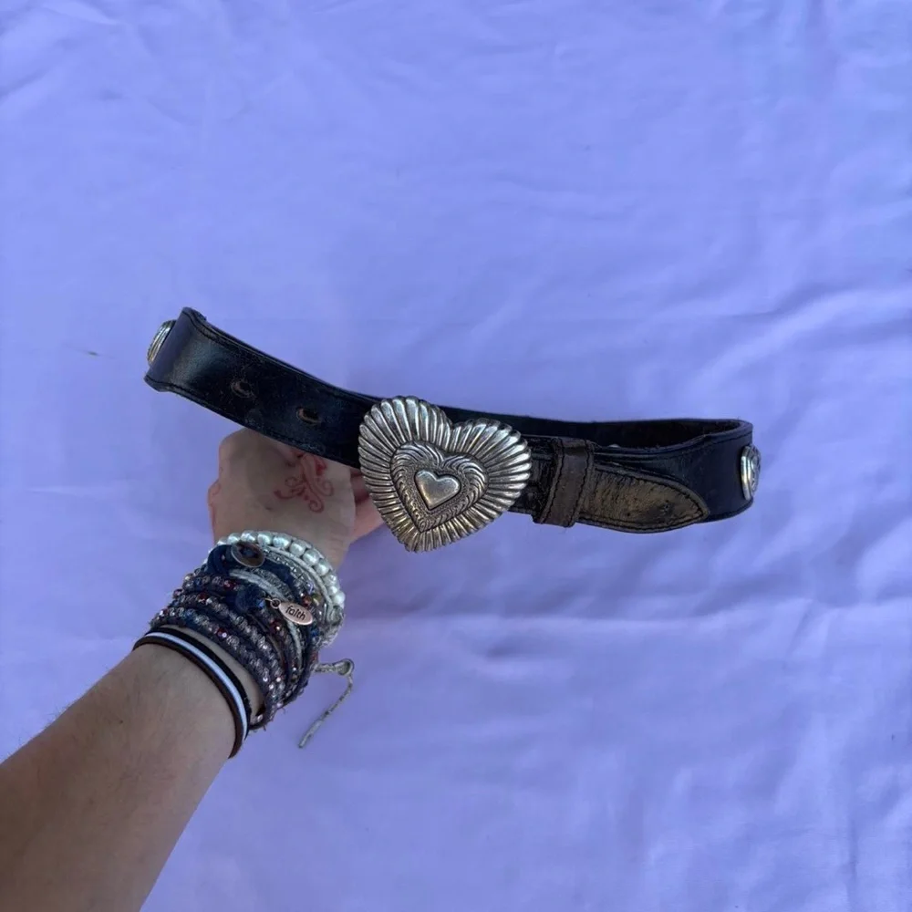 leather heart studded belt